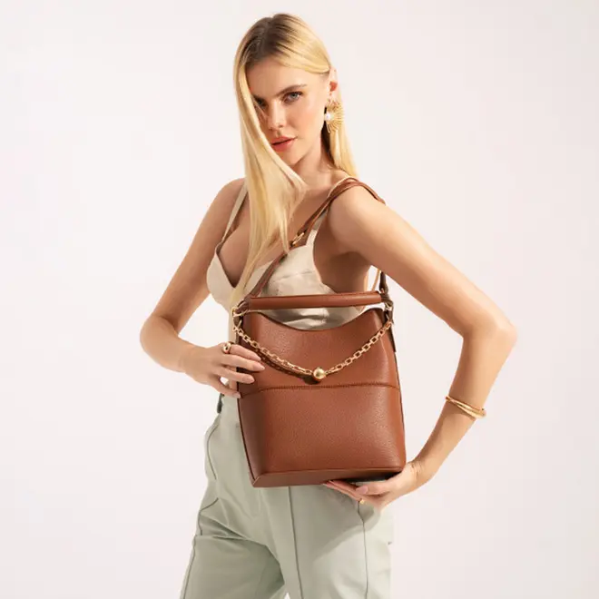 Bolsa de Ombro Feminina Via Marte Marrom B1-419-01