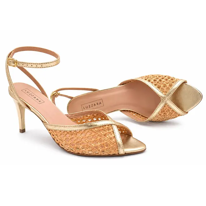 Sandália de Salto Fino Feminina Suzzara Dourado 5190720