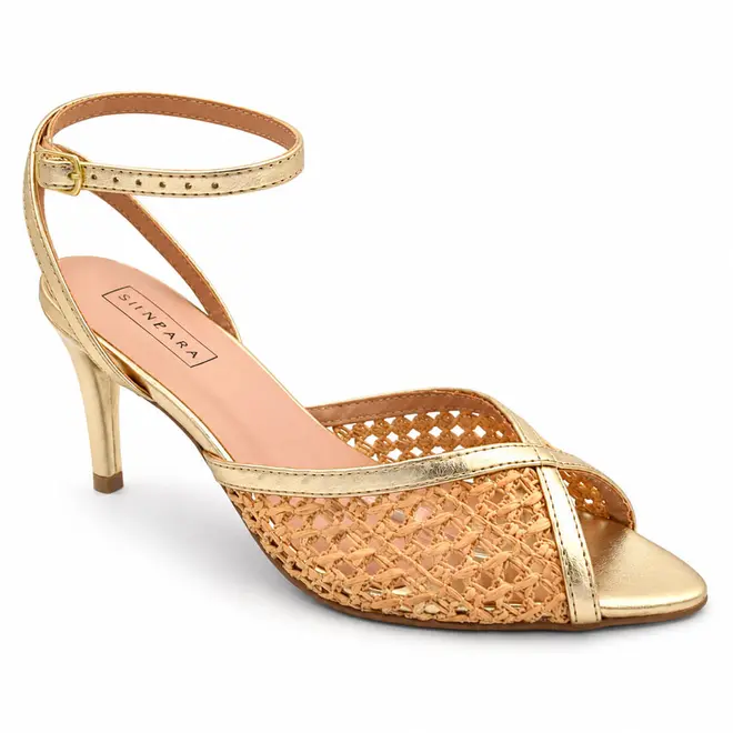 Sandália de Salto Fino Feminina Suzzara Dourado 5190720