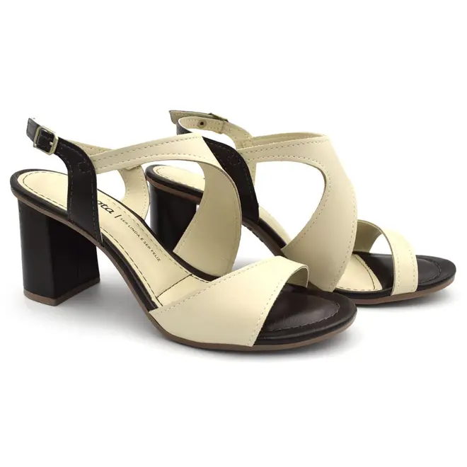 Sandália de Salto Bloco Feminina Dakota Off White Y8764