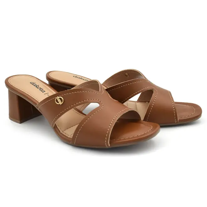 Tamanco de Salto Bloco Feminino Dakota Marrom DC091