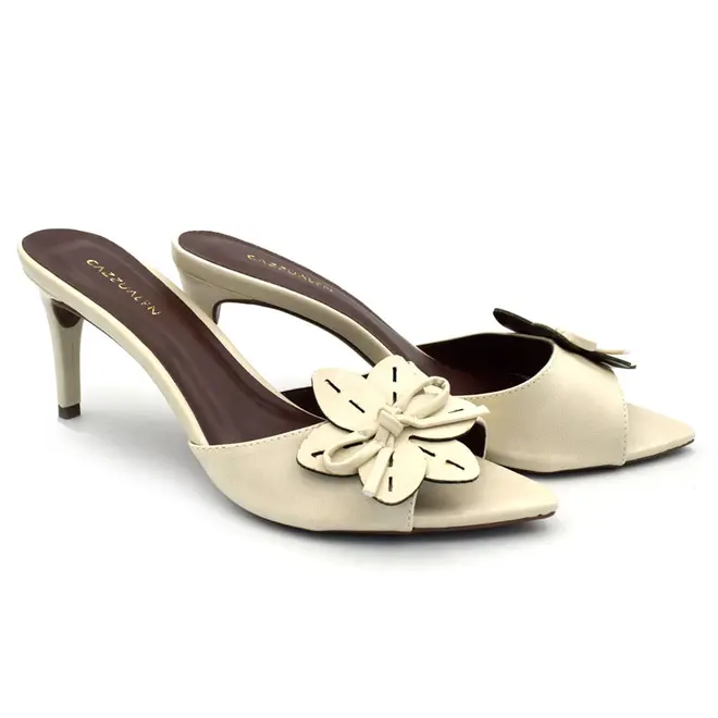 Tamanco de Salto Feminino Cazzualen Off White 804.10058