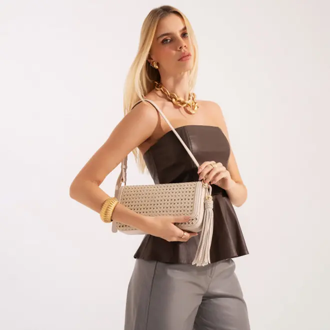 Shoulder Bag Feminina Via Marte Off White B1-408-01