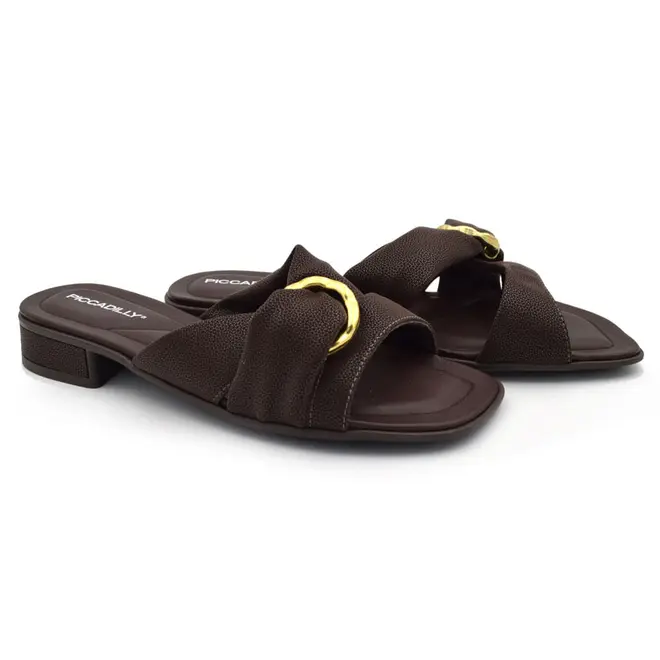 Tamanco de Salto Baixo Feminino Piccadilly Marrom 591003