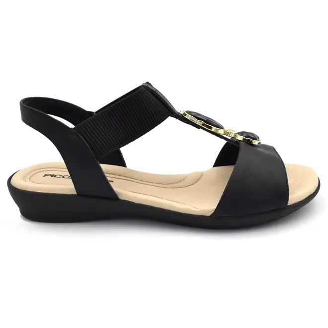 Sandália de Salto Baixo Feminina Piccadilly Preto 500442