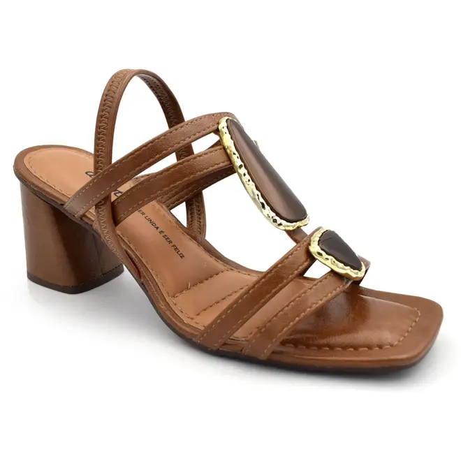 Sandália de Salto Bloco Feminina Dakota Marrom DB661