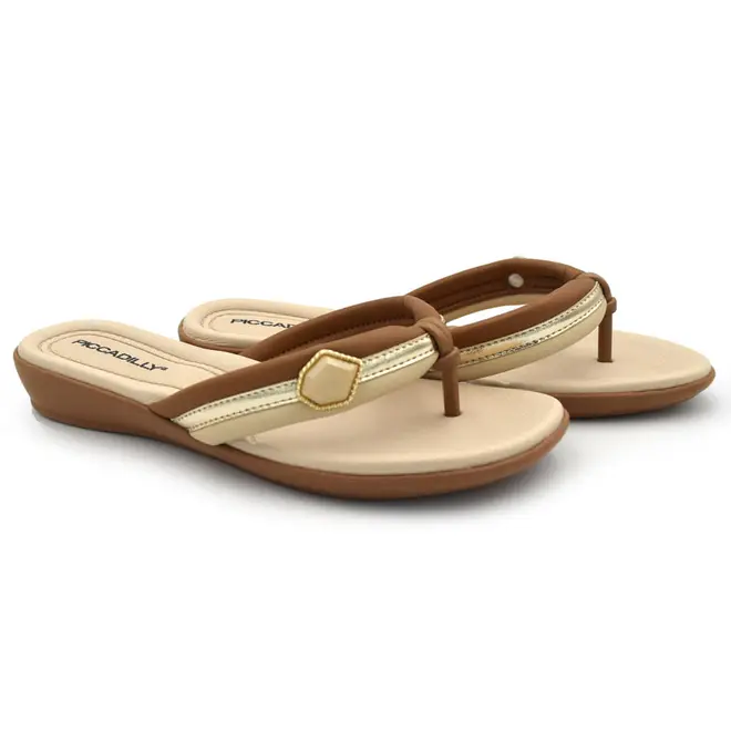 Sandália Rasteira Feminina Piccadilly Marrom 500447