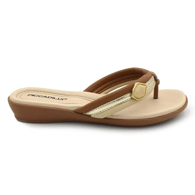 Sandália Rasteira Feminina Piccadilly Marrom 500447
