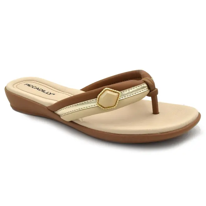 Sandália Rasteira Feminina Piccadilly Marrom 500447