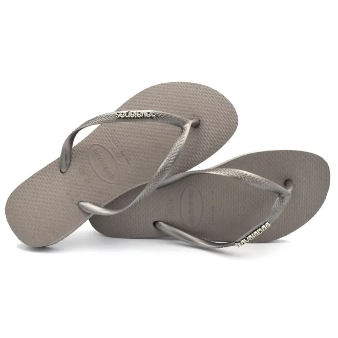 Chinelo Feminino Havaianas Slim Logo Metal Cinza 4119875