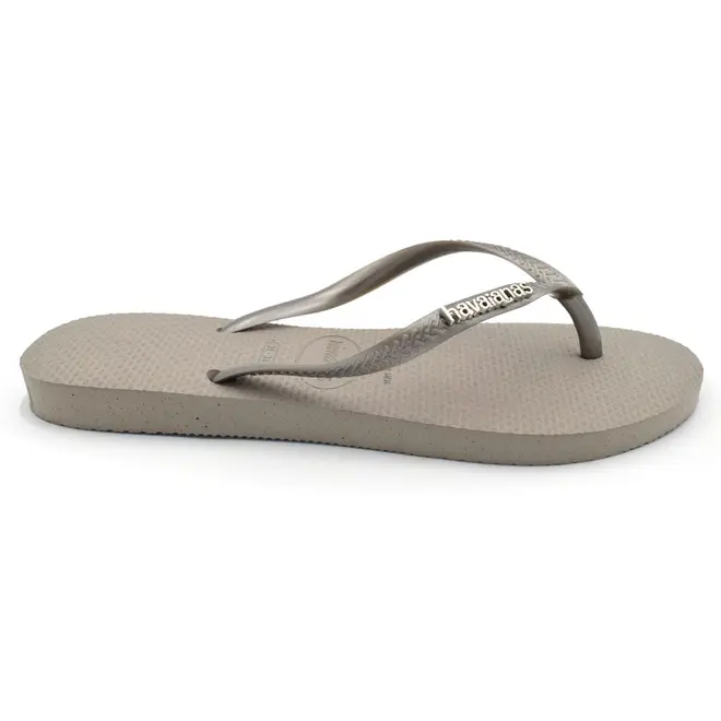 Chinelo Feminino Havaianas Slim Logo Metal Cinza 4119875