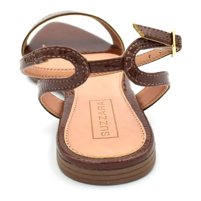 Sandália Rasteira Feminina Suzzara Marrom 70.004
