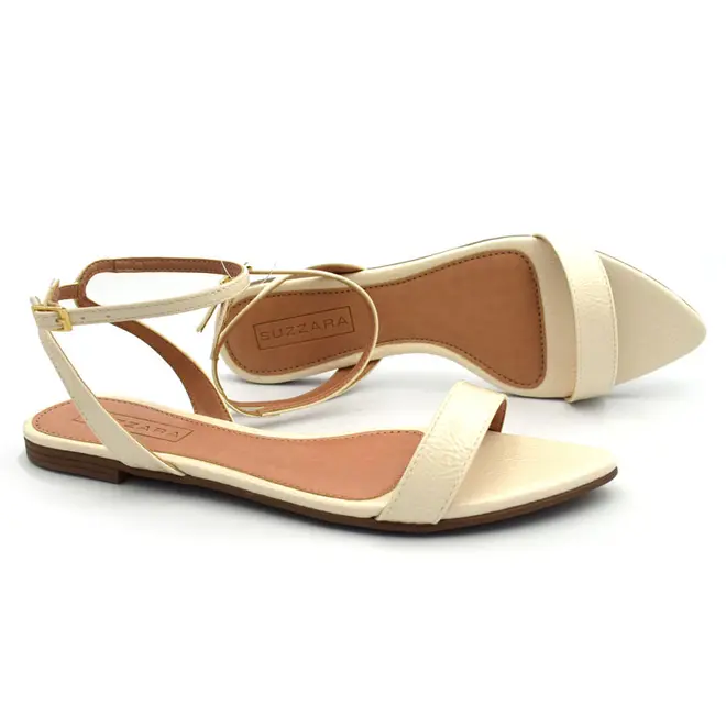 Sandália Rasteira Feminina Suzzara Off White 70.004