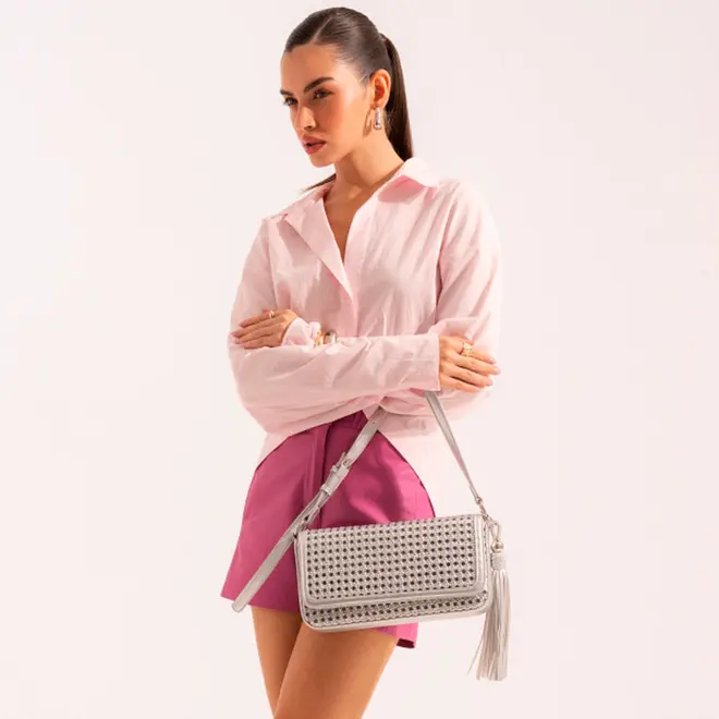 Shoulder Bag Feminina Via Marte Prata B1-408-01