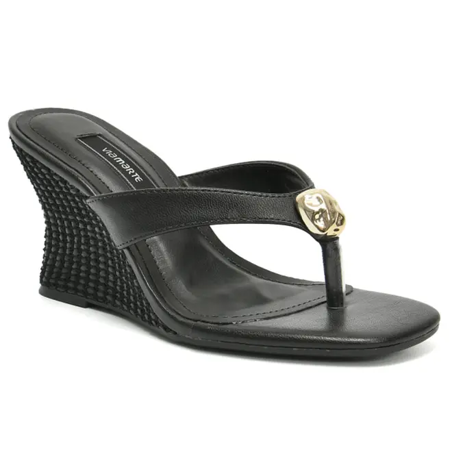 Tamanco Anabela Feminino Via Marte Preto 397-007-01