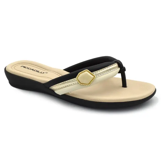 Sandália Rasteira Feminina Piccadilly Preto 500447
