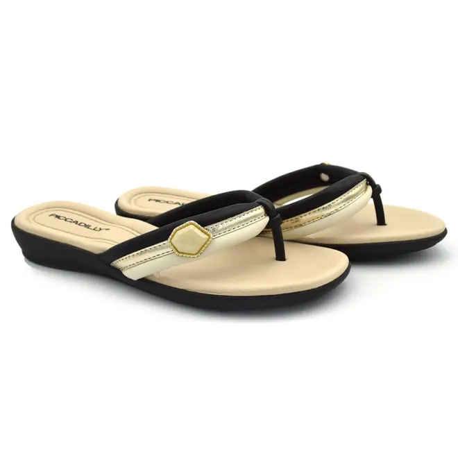 Sandália Rasteira Feminina Piccadilly Preto 500447