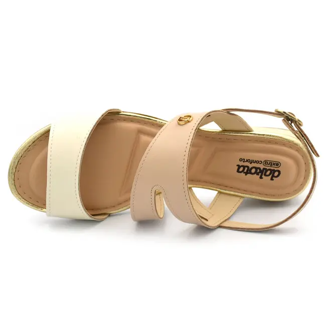 Sandália de Salto Baixo Feminina Dakota Creme DB793