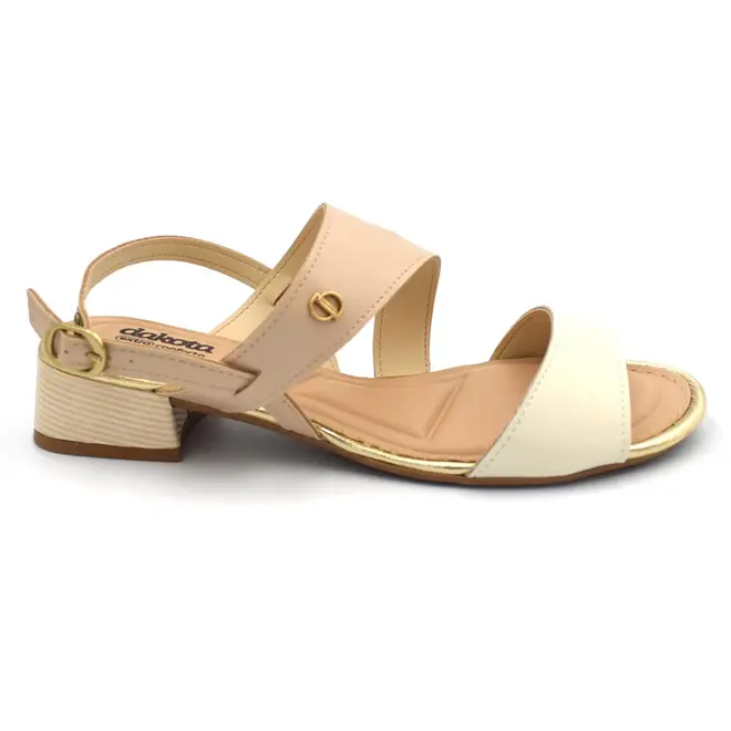 Sandália de Salto Baixo Feminina Dakota Creme DB793