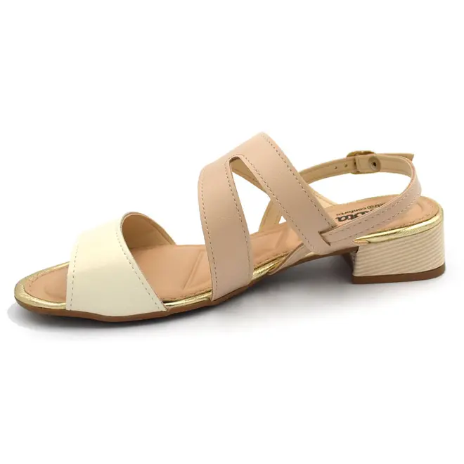 Sandália de Salto Baixo Feminina Dakota Creme DB793