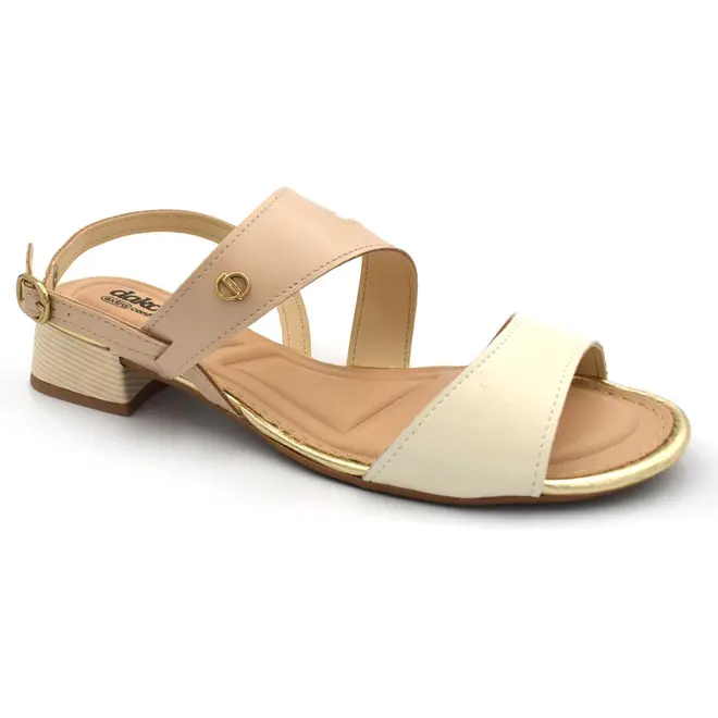 Sandália de Salto Baixo Feminina Dakota Creme DB793