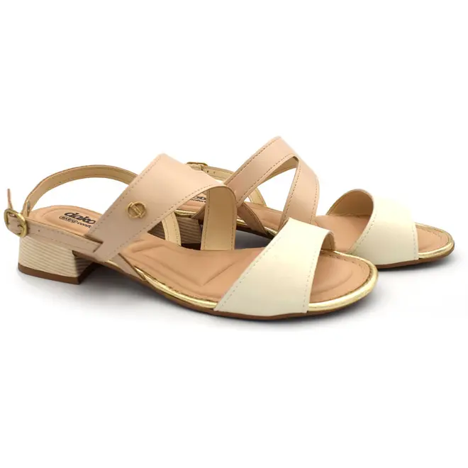Sandália de Salto Baixo Feminina Dakota Creme DB793