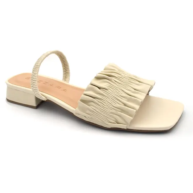 Sandália de Couro e Salto Baixo Feminina Suzzara Off White 85601