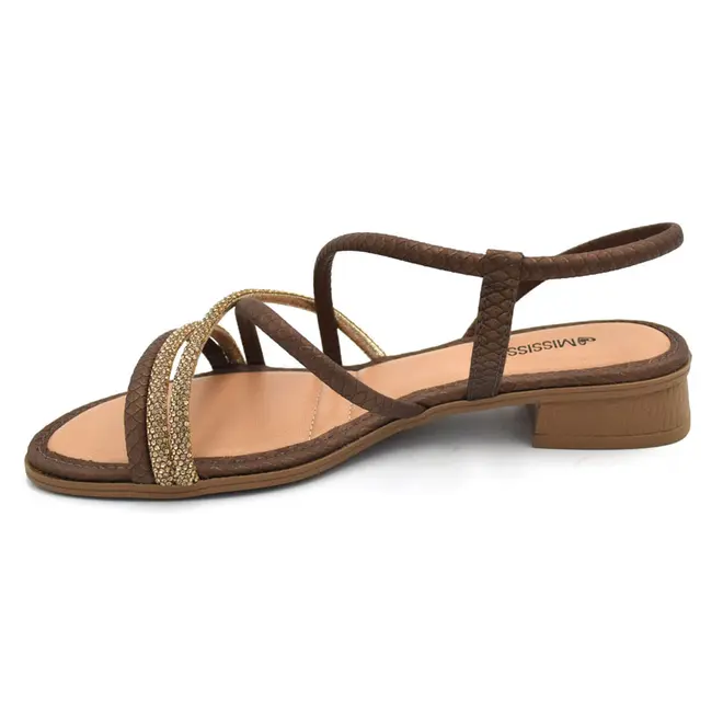 Sandália Rasteira Feminina Mississipi Marrom J2292