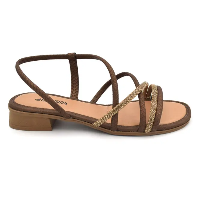 Sandália Rasteira Feminina Mississipi Marrom J2292