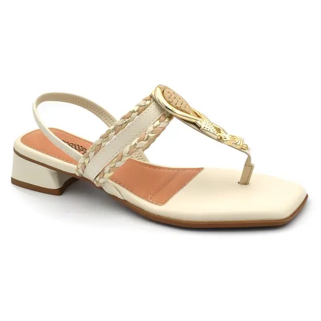 Sandália de Salto Baixo Feminina Mississipi Off White J2522