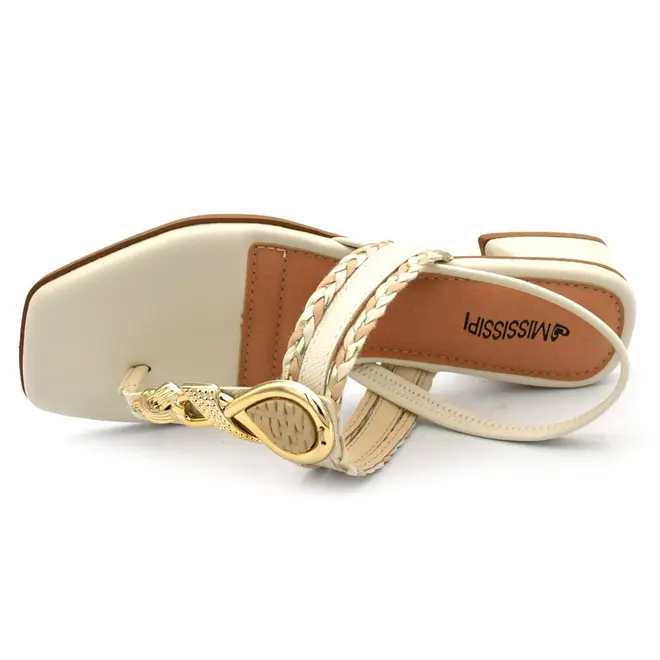 Sandália de Salto Baixo Feminina Mississipi Off White J2522