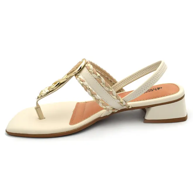Sandália de Salto Baixo Feminina Mississipi Off White J2522