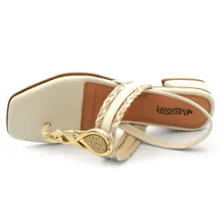 Sandália de Salto Baixo Feminina Mississipi Off White J2522