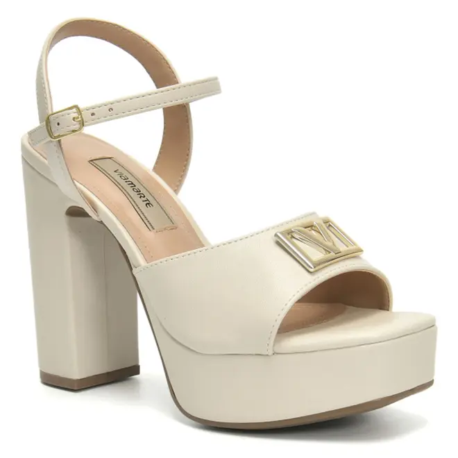 Sandália Plataforma Feminina Via Marte Off White 401-004-01