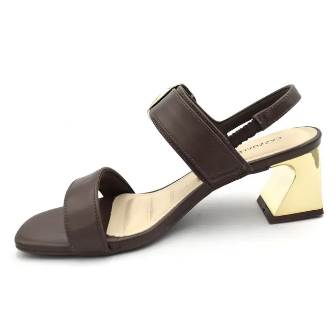 Sandália de Salto Bloco Feminina Cazzualen Marrom T5254-064