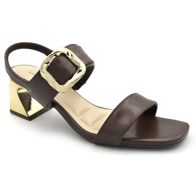 Sandália de Salto Bloco Feminina Cazzualen Marrom T5254-064