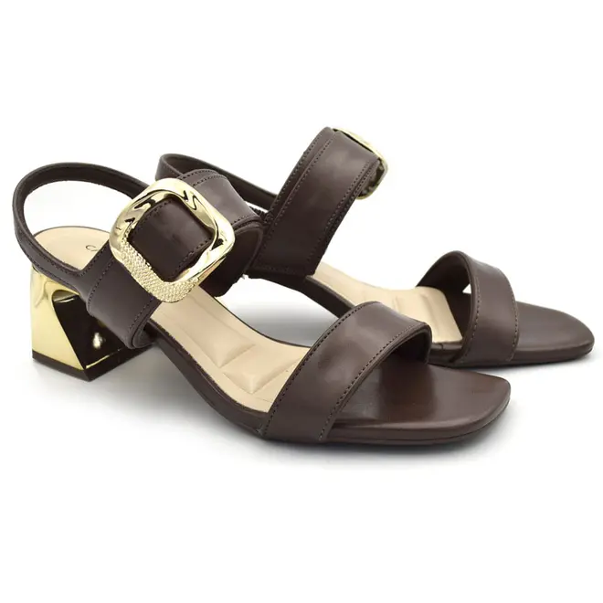 Sandália de Salto Bloco Feminina Cazzualen Marrom T5254-064