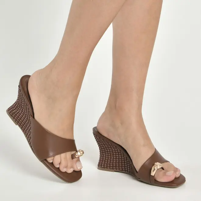 Tamanco Anabela Feminino Via Marte Marrom 397-006-01