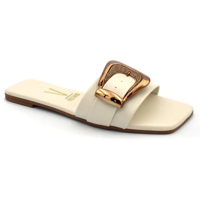 Sandália Rasteira Feminina Vizzano Off White 6553.119.29918