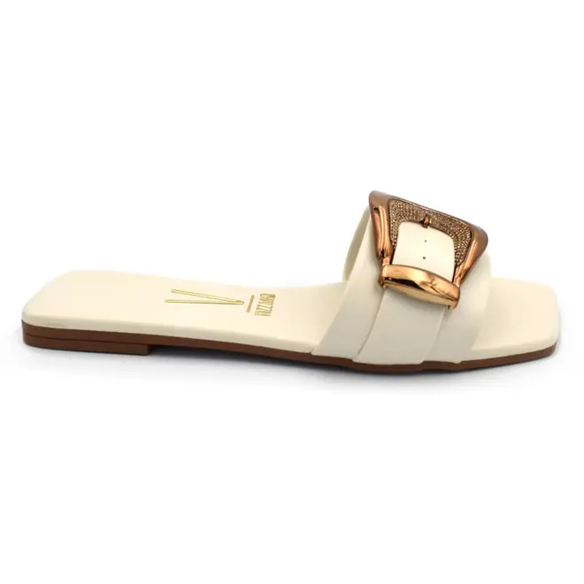 Sandália Rasteira Feminina Vizzano Off White 6553.119.29918