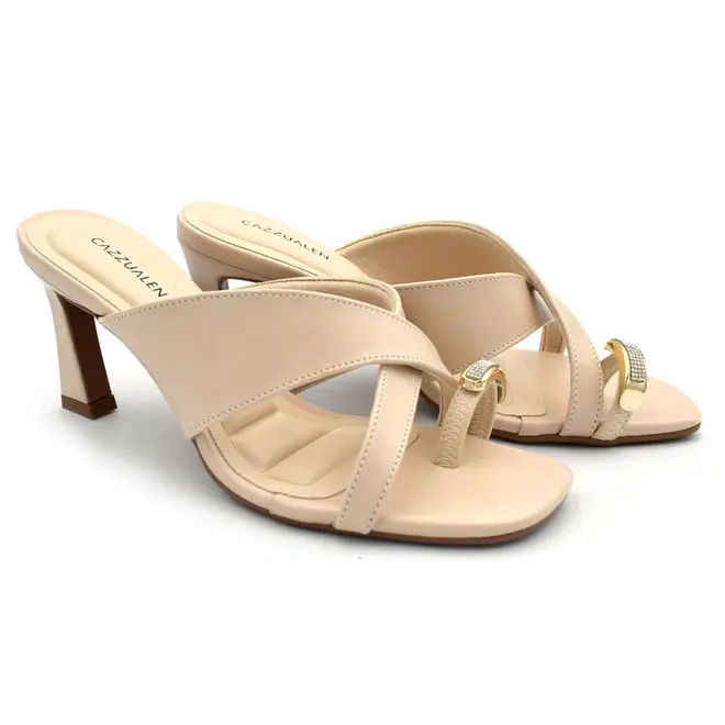 Tamanco de Salto Feminino Cazzualen Bege T7533-221