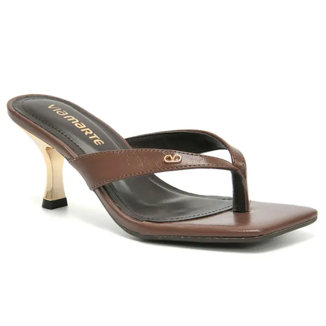 Tamanco de Salto Feminino Via Marte Marrom 399-003-02