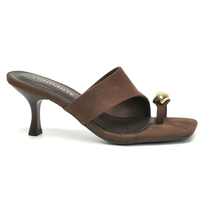 Tamanco de Salto Feminino Via Marte Marrom 399-002-01