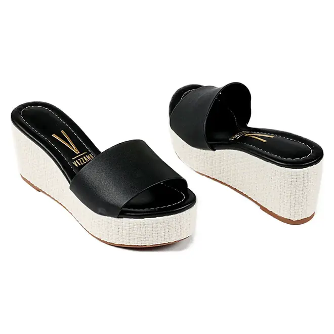 Tamanco Plataforma Vizzano Robust Preto e Branco Feminino