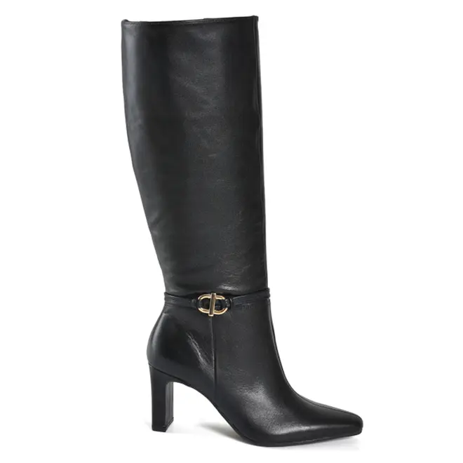 Bota de Couro e Cano Longo Feminina Via Marte Preto 356-005-01