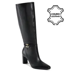 Bota de Couro e Cano Longo Feminina Via Marte Preto 356-005-01