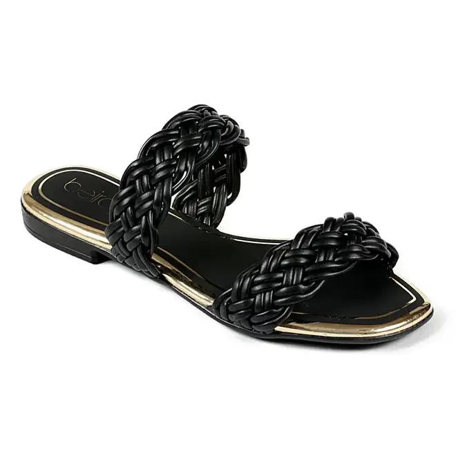 Tamanco Flat Beira Rio Tranças Preto Feminino