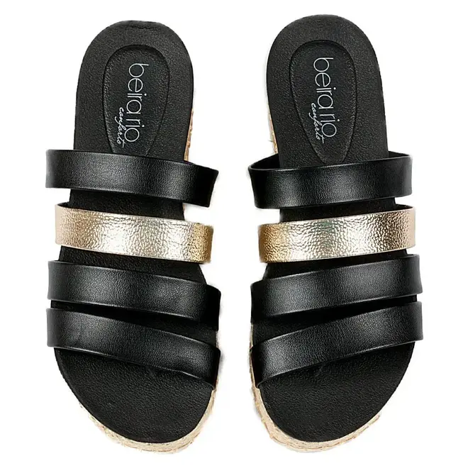 Tamanco Flatform Beira Rio Liso Preto Feminino