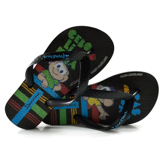 Chinelo Infantil Ipanema Turma da Monica do 23 ao 32 Preto 26790 OUT/24