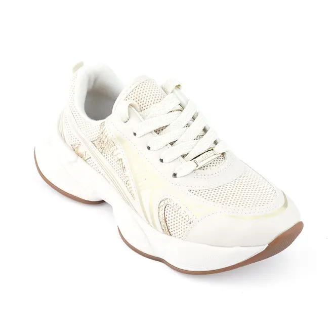 Tênis Molekinha Branco Off e Dourado Menina